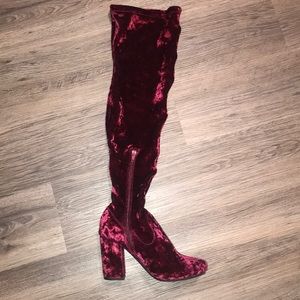 Burgundy Velvet thigh high boots!